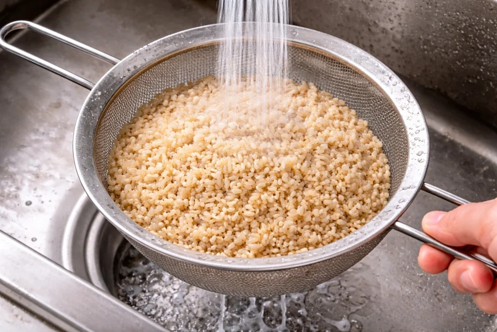 Rinse the Brown Rice