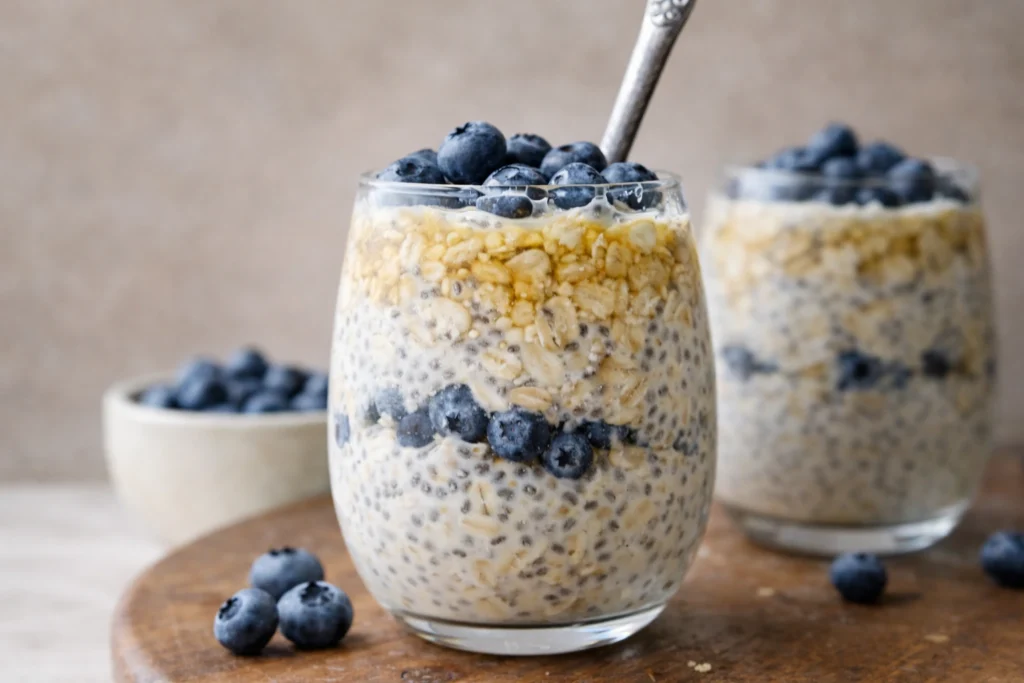 Rolled Oats with Milk and Chia Seeds