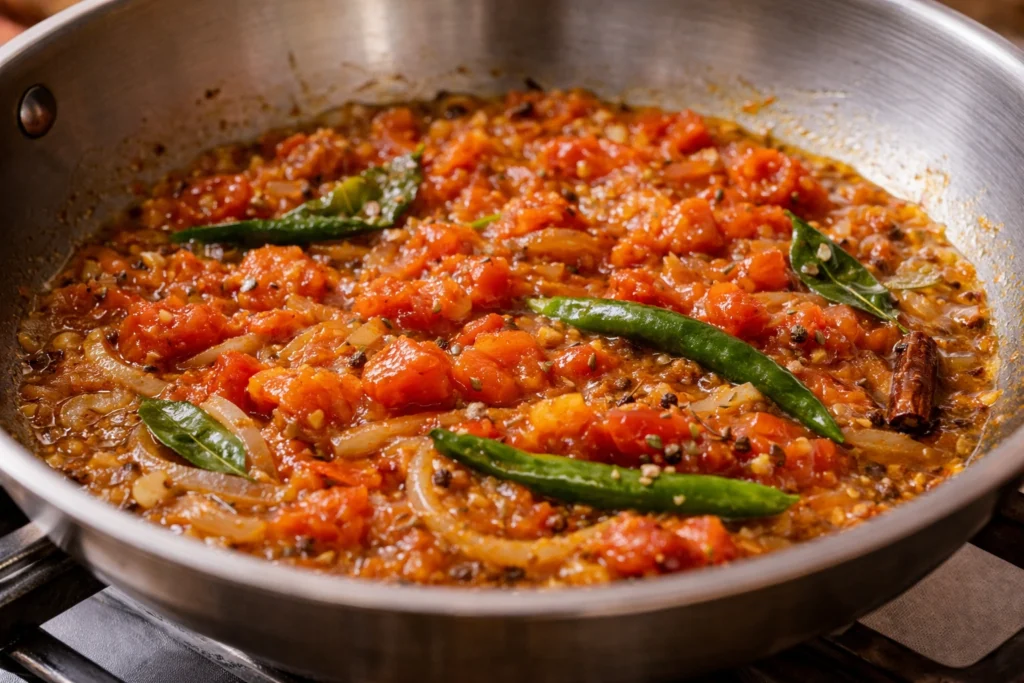 add chopped tomatoes with turmeric powder and salt