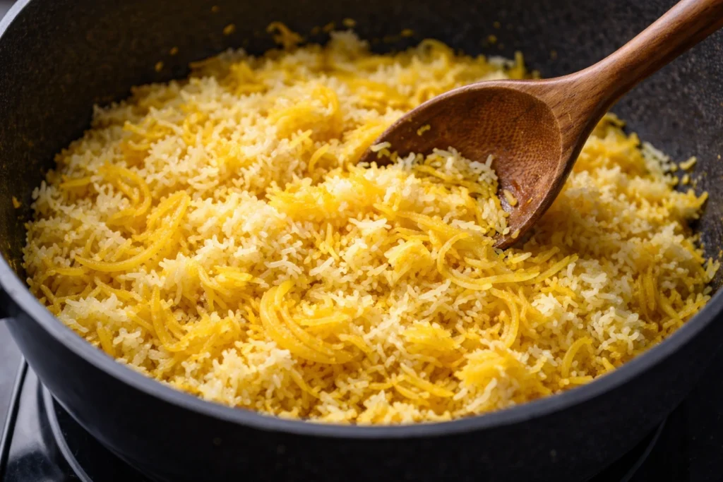 add rice in the fried onion