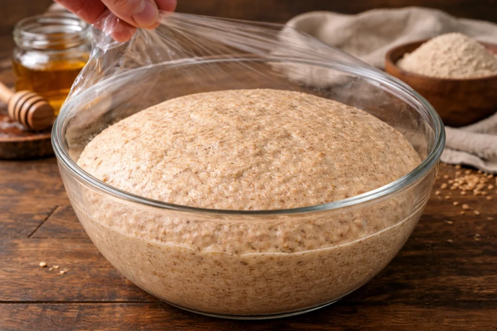dough in an oiled bowl