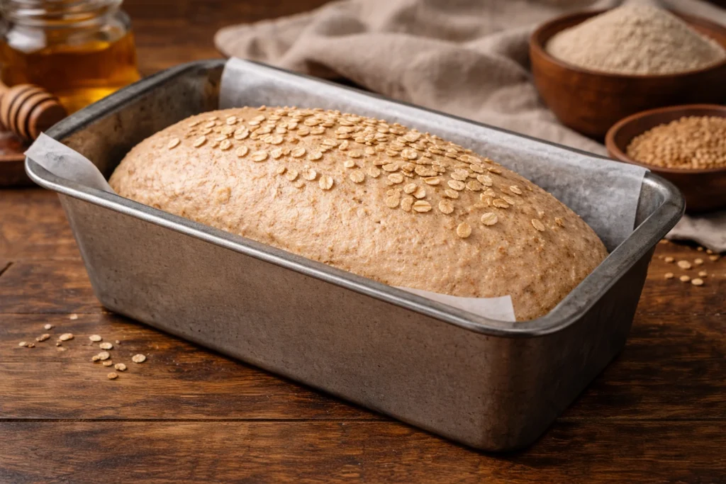 loaf placed in a greased tin