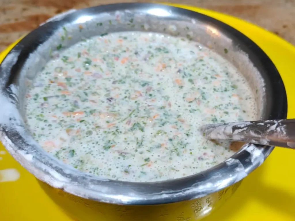 mix chopped vegetables with batter