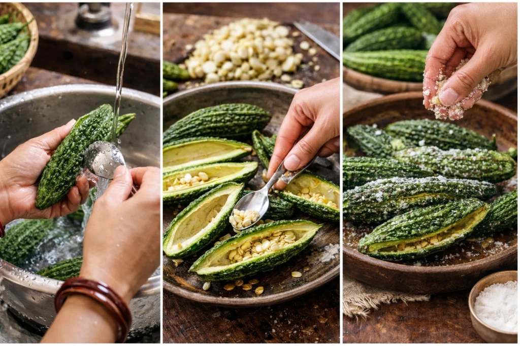 processing the karela before cooking