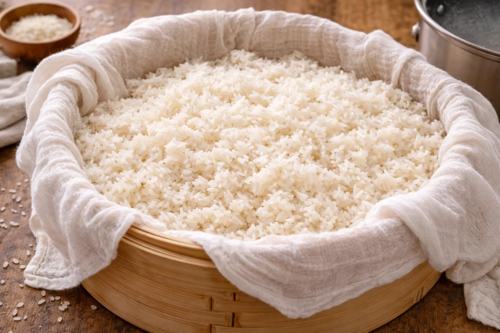 soak and drain the rice thoroughly