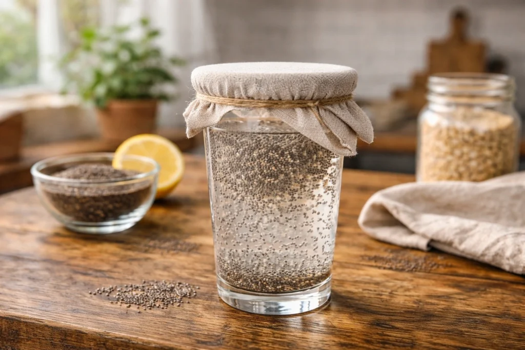 soak chia seed overnight and keep the glass covered